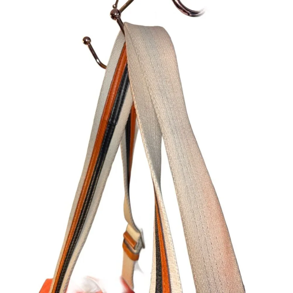 Coach Bleecker Orange Canvas &‎ Tan Leather Beach Unisex Tote Bag 71321 5825 - Picture 11 of 12